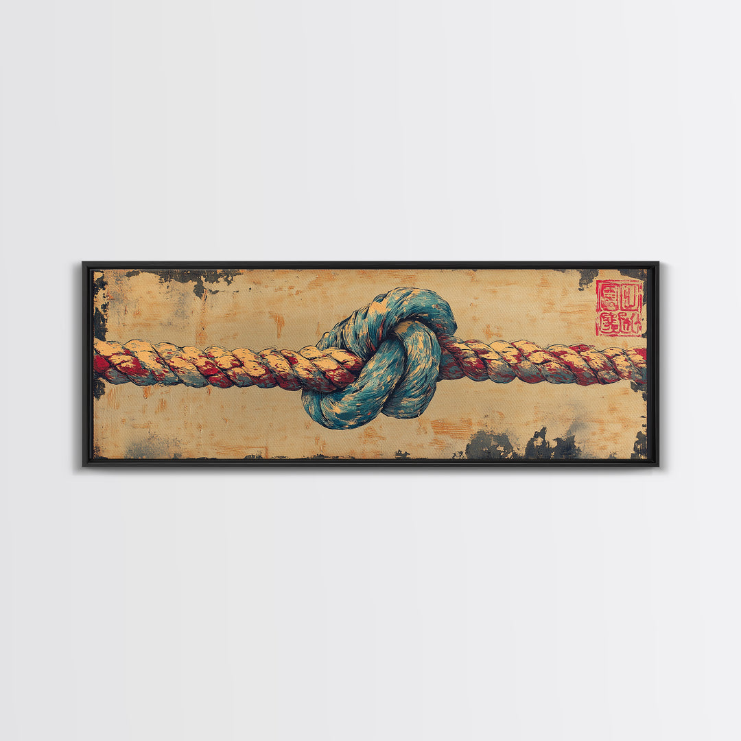 Nautical Rope Knot Wall Art, Coastal Canvas Print, Maritime Decor, Beach House Art, Rustic Ocean Gift For Him, Man Cave Decor