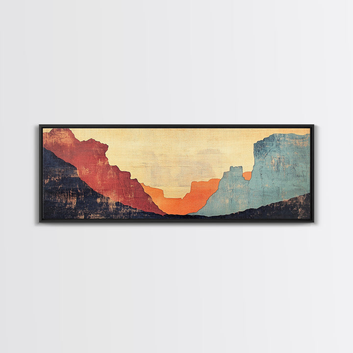 Abstract Desert Canyon Sunset Wall Art, Southwest Art Print, Earth Tone Decor, Minimalist Landscape, Large Horizontal Art