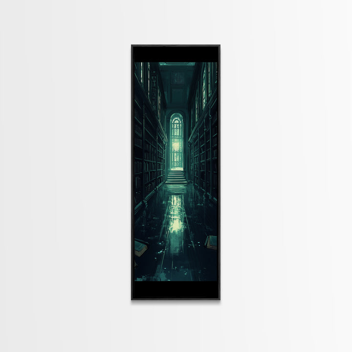Dark Gothic Library Hallway Wall Art, Moody Bookish Decor, Fantasy Reading Nook Print, Dark Academia Living Room Wall Decor