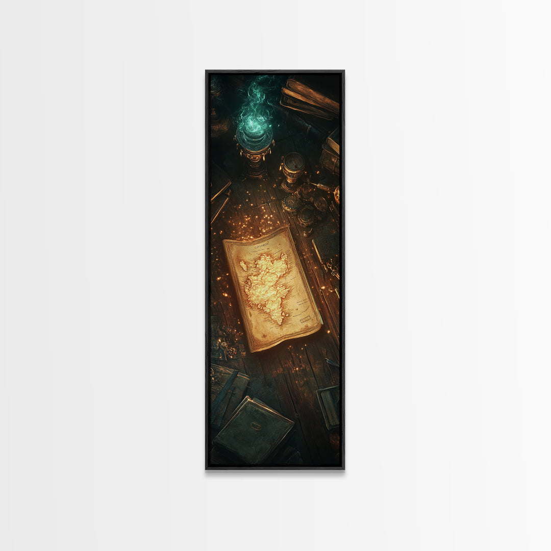 Glowing Ancient Manuscript Wall Art, Mystical Alchemy Desk Decor, Dark Academia Bookish Print For Library Study Room Decor