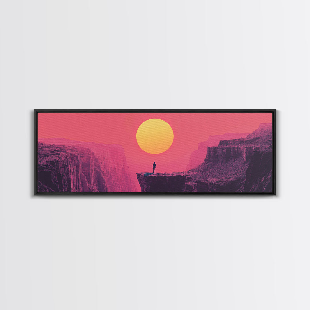 Pink Desert Canyon Cliff At Sunset Wall Art, Minimalist Landscape Canvas Print, Southwestern Modern Home Decor Gift For Him