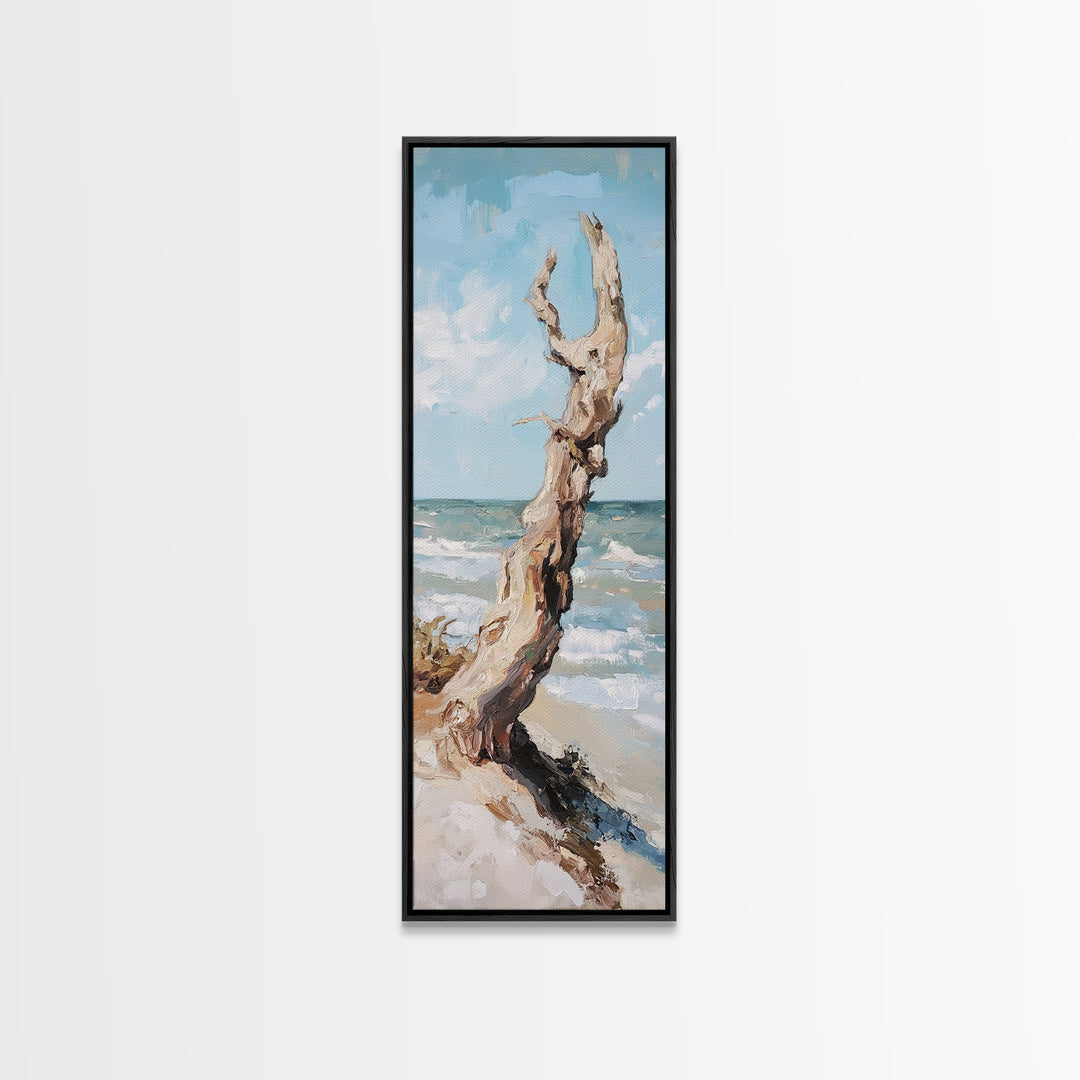 Sun Bleached Driftwood On Beach Canvas Print, Coastal Wall Art, Ocean Landscape Decor, Nautical Home Decor, Beach House Gift