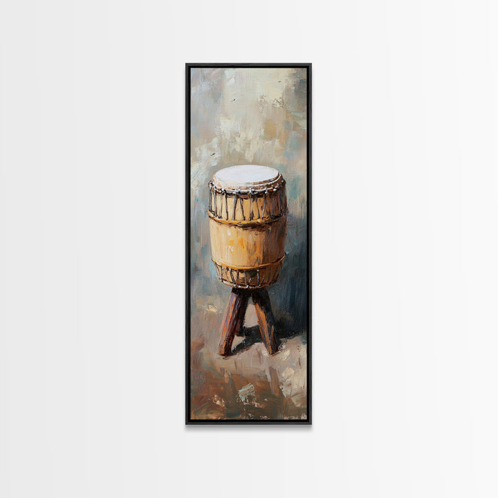 Rustic Tribal Drum Oil Painting Wall Art, Music Room Decor, African Inspired Art, Boho Home Decor, Gift For Music Lover, Unique Gift