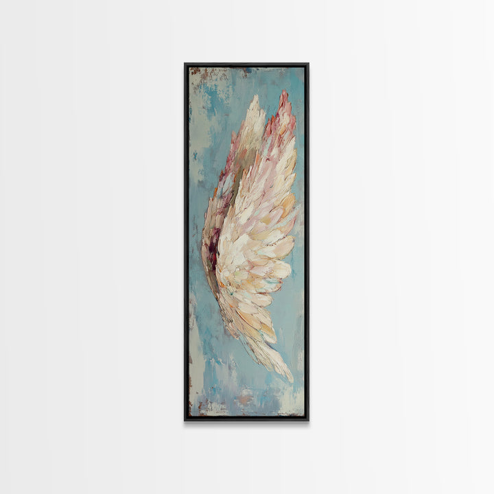 Textured White Angel Wing Wall Art, Celestial Decor, Spiritual Wall Decor, Feminine Art Print, Angel Art, Blue Bedroom Decor