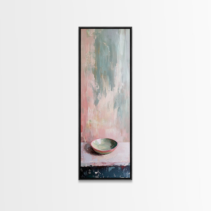 Pastel Bowl Still Life With Textured Pink Blue Wall Art, Minimalist Canvas Print, Modern Kitchen Decor, Neutral Home Decor