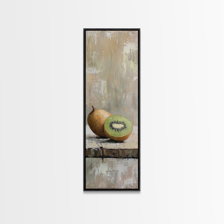 Kiwi Fruit Still Life Canvas Print, Minimalist Kitchen Wall Art, Neutral Food Painting, Rustic Dining Room Decor, Gift For Foodie