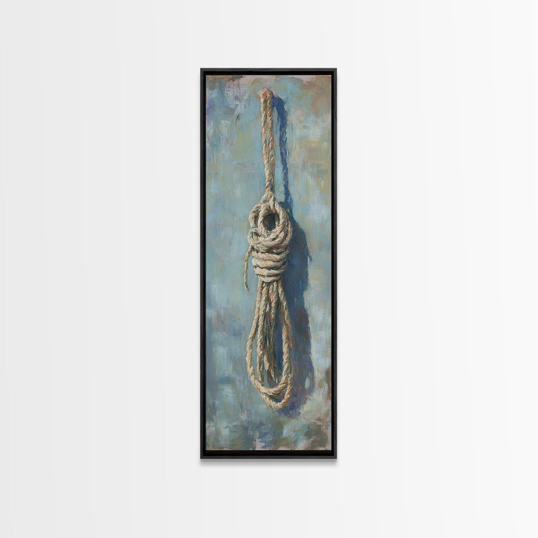 Coiled Nautical Rope Knot Wall Art, Coastal Canvas Print, Rustic Beach House Decor, Lake House Gift, Textured Wall Decor