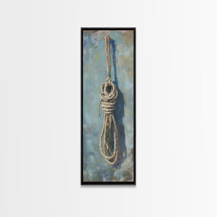 Coiled Nautical Rope Knot Wall Art, Coastal Canvas Print, Rustic Beach House Decor, Lake House Gift, Textured Wall Decor
