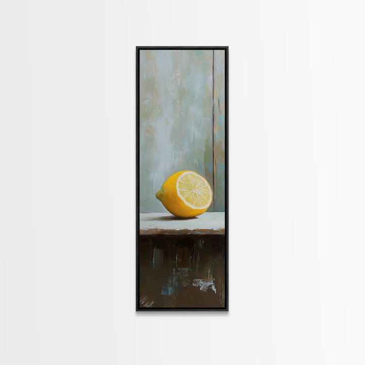Bright Lemon Slice Canvas Print, Minimalist Kitchen Wall Art, Fruit Still Life, Mediterranean Decor, Modern Home Decor Gift
