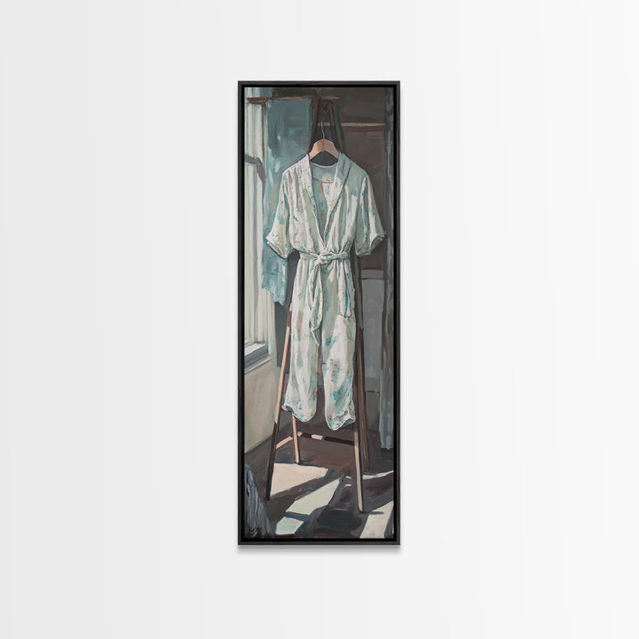 White Bathrobe By Sunlit Window Wall Art, Spa Bathroom Canvas Print For Guest Room Decor, Cozy Home Decor And Housewarming Gift
