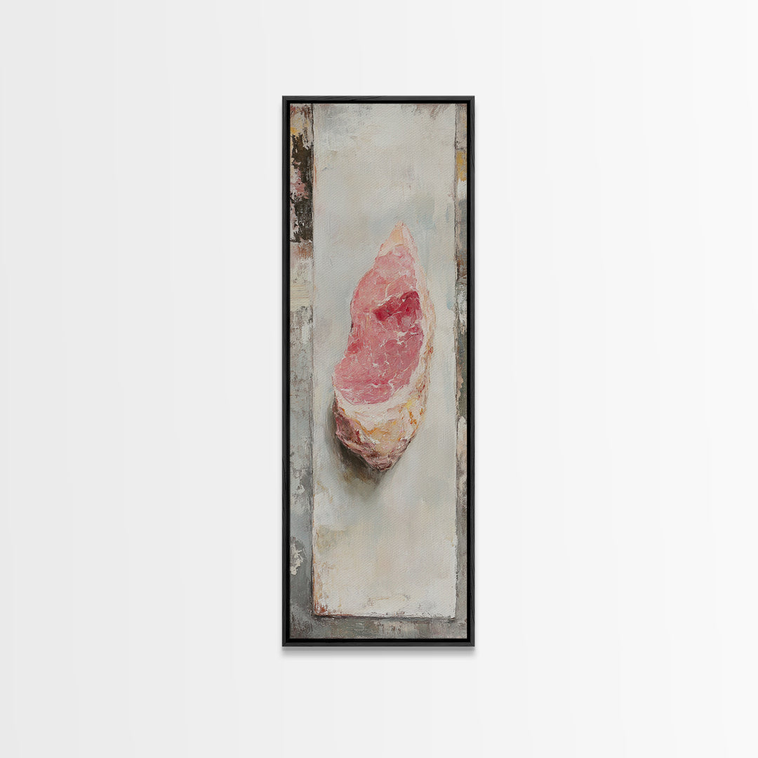 Pink Rose Quartz Crystal Oil Painting Wall Art, Boho Spiritual Home Decor, Celestial Gift For Her, Mystical Canvas Print