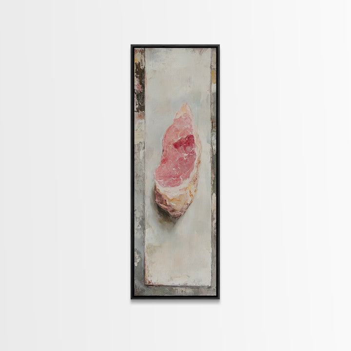 Pink Rose Quartz Crystal Oil Painting Wall Art, Boho Spiritual Home Decor, Celestial Gift For Her, Mystical Canvas Print