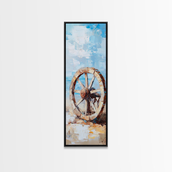 Weathered Wagon Wheel By Blue Sky Canvas Print, Rustic Western Wall Art, Farmhouse Decor, Country Home Wall Decor, Large Living Room Decor
