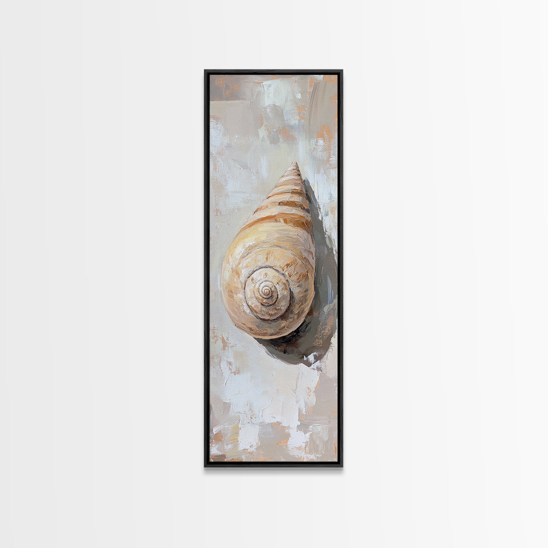 Textured Spiral Seashell Wall Art, Coastal Bathroom Decor, Beach House Wall Decor, Nautical Canvas Print For Ocean Lovers
