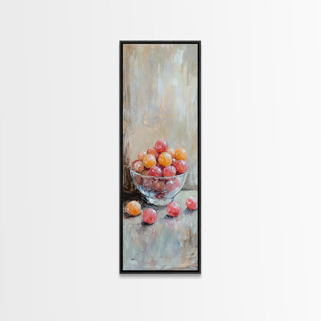 Bowl Of Red And Orange Fruit Still Life Wall Art, Rustic Kitchen Decor, Farmhouse Wall Decor, Food Art Print, Dining Room Print