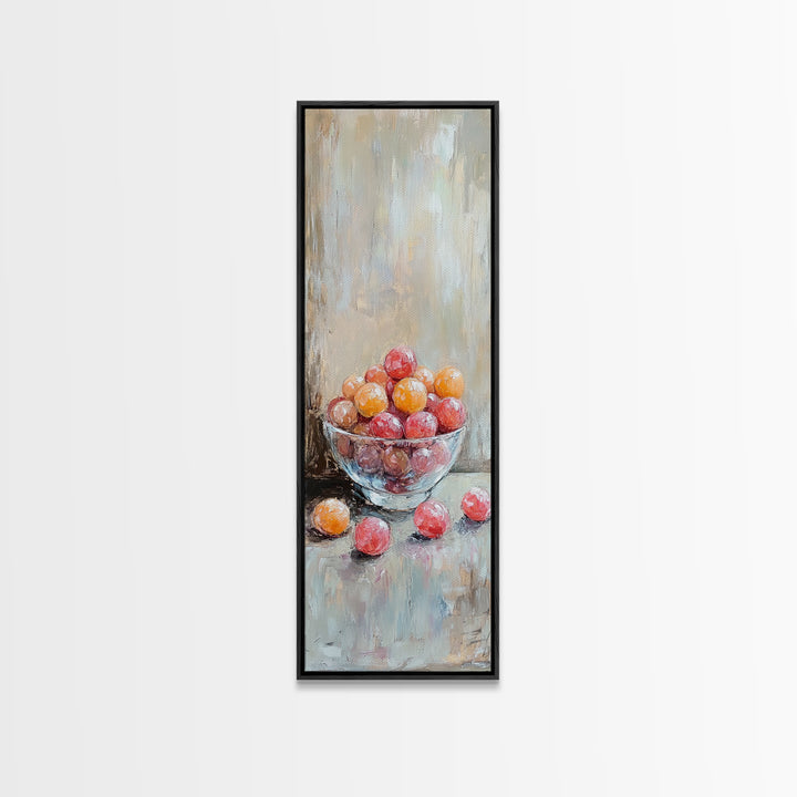 Bowl Of Red And Orange Fruit Still Life Wall Art, Rustic Kitchen Decor, Farmhouse Wall Decor, Food Art Print, Dining Room Print