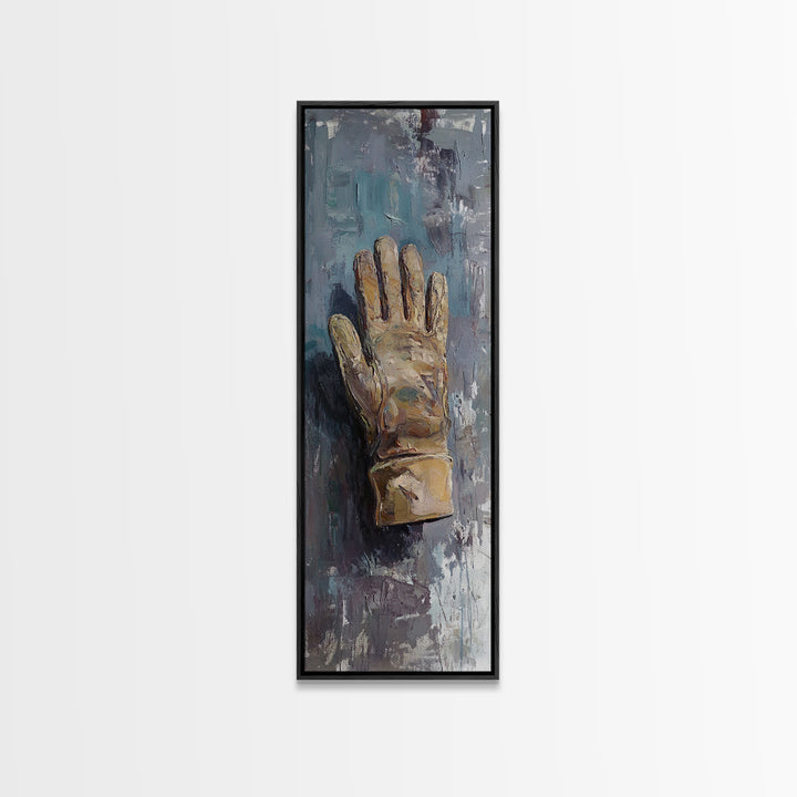 Weathered Work Glove Still Life Canvas Print, Industrial Wall Art, Rustic Garage Decor, Masculine Office Decor, Gift For Him