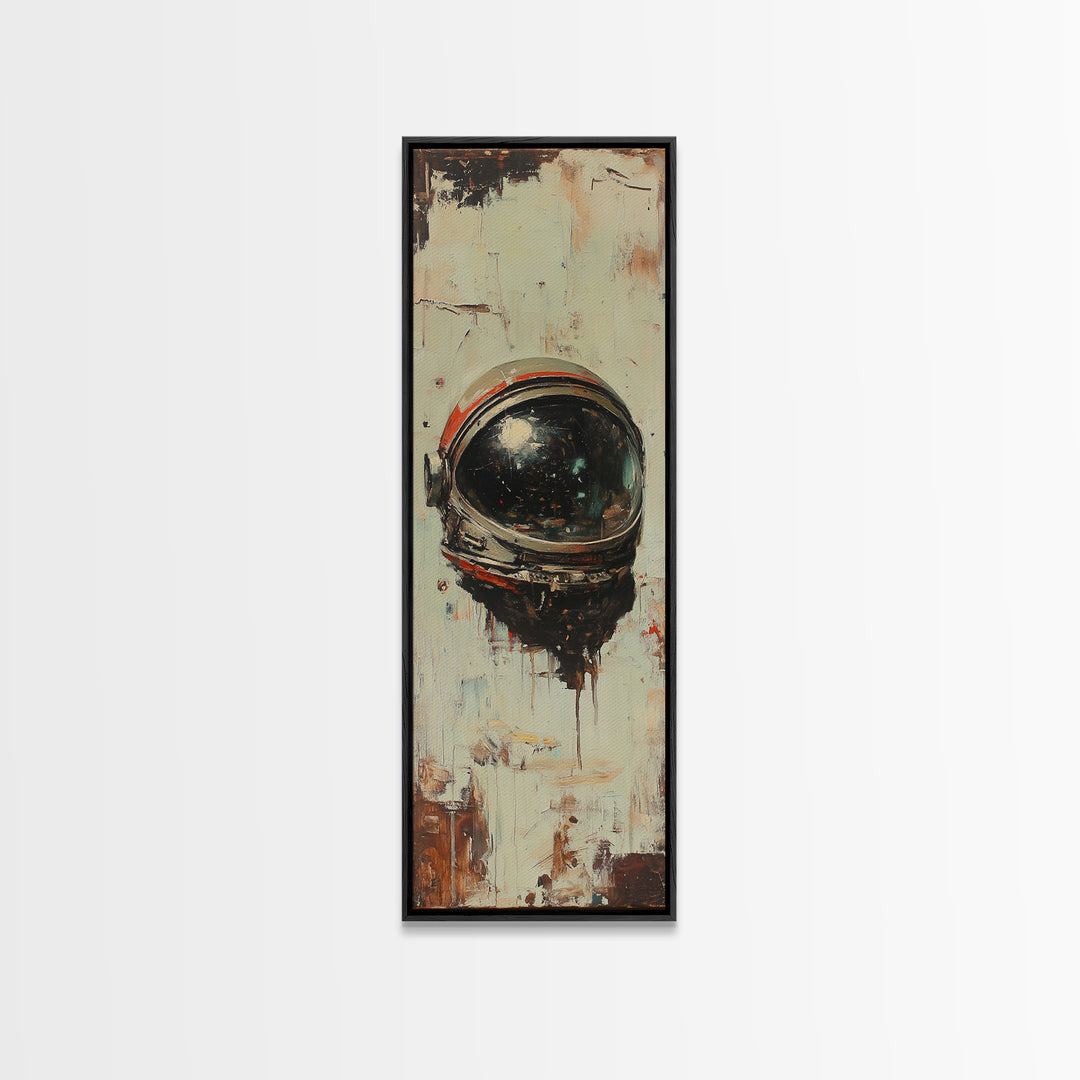 Weathered Astronaut Helmet Canvas Print, Retro Space Wall Art, Sci Fi Decor, Futuristic Office Decor, Gift For Him, Modern Home Decor