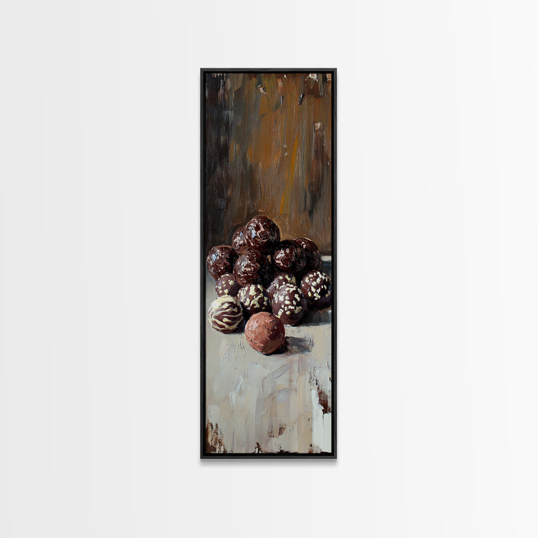 Chocolate Truffle Still Life Wall Art, Moody Kitchen Decor, Food Art Print, Dining Room Canvas Print, Gift For Foodie, Home Decor