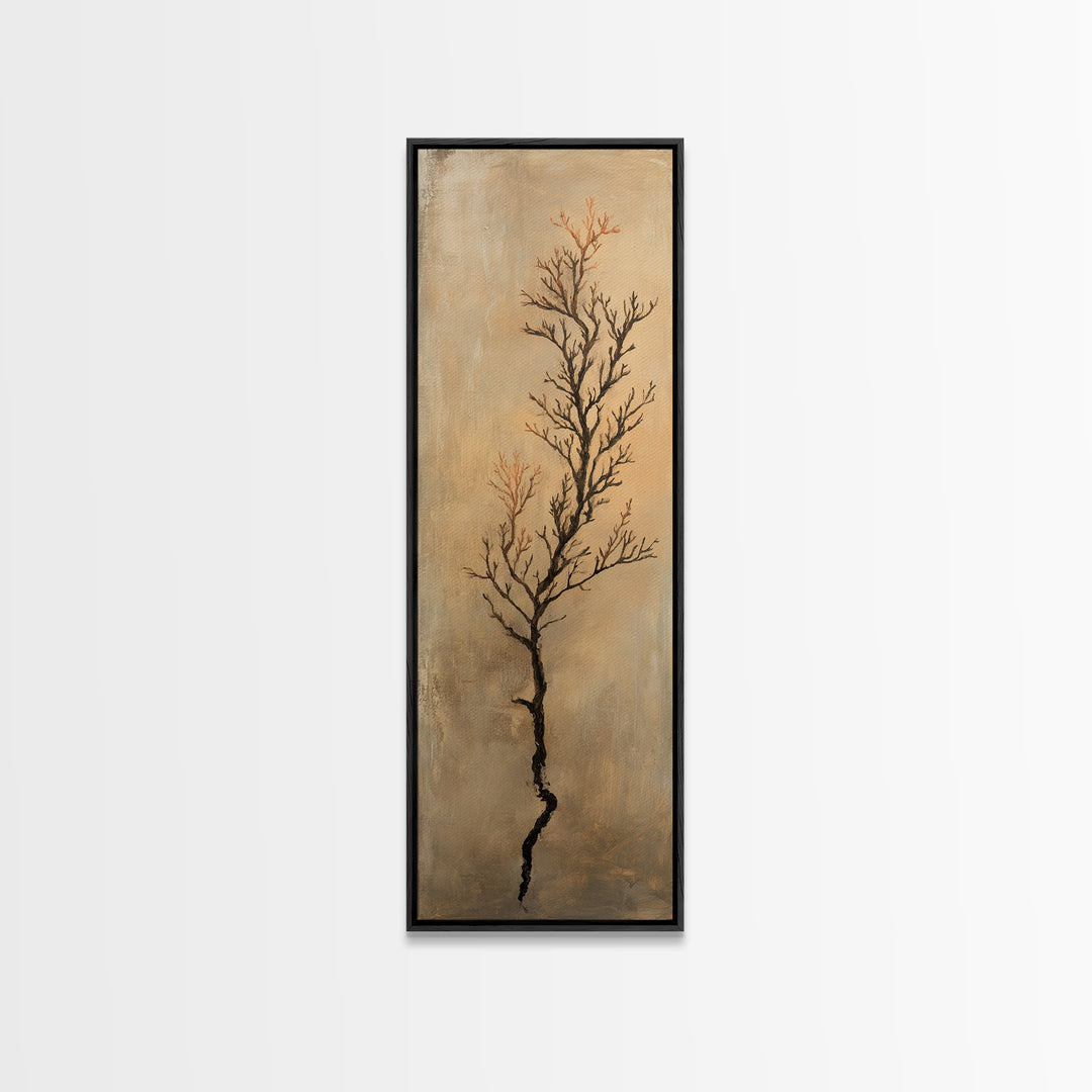 Minimal Bare Tree Branch Wall Art, Wabi Sabi Neutral Decor, Botanical Line Art Print, Japandi Canvas Print, Organic Modern Art