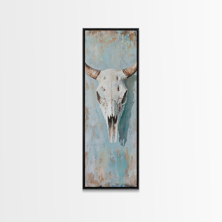 Longhorn Bull Skull Framed Canvas Print, Western Wall Art, Rustic Ranch Decor, Southwestern Farmhouse Home Decor, Gift For Him