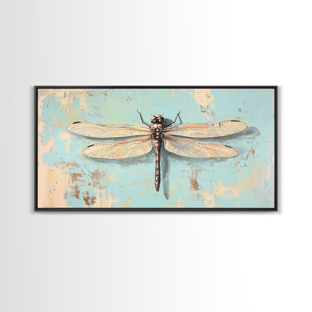Detailed Dragonfly Insect Wall Art, Nature Canvas Print, Entomology Decor, Botanical Wall Decor, Rustic Wildlife Art, Home Decor