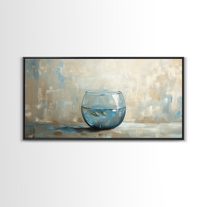 Goldfish Bowl Still Life Canvas Print, Coastal Wall Art, Ocean Animal Art, Neutral Home Decor, Bathroom Wall Decor Gift Idea