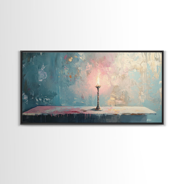 Lonely Candle Glow Minimalist Wall Art, Moody Abstract Canvas Print, Calming Bedroom Decor, Modern Living Room Art, Housewarming Gift