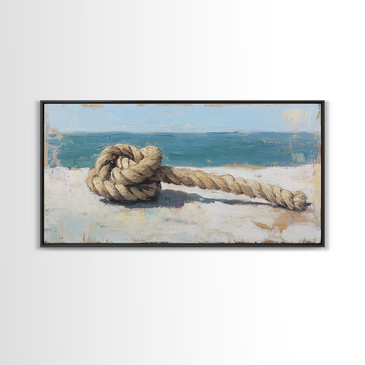 Weathered Nautical Rope Knot Canvas Print, Coastal Wall Art, Beach House Decor, Ocean Art Print, Rustic Seaside Gift, Gift For Him