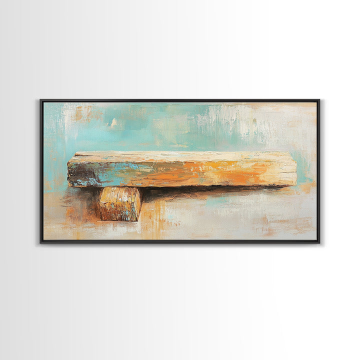 Weathered Wood Plank Abstract Wall Art, Rustic Textured Minimalist Canvas Print, Wabi Sabi Decor, Neutral Modern Home Decor