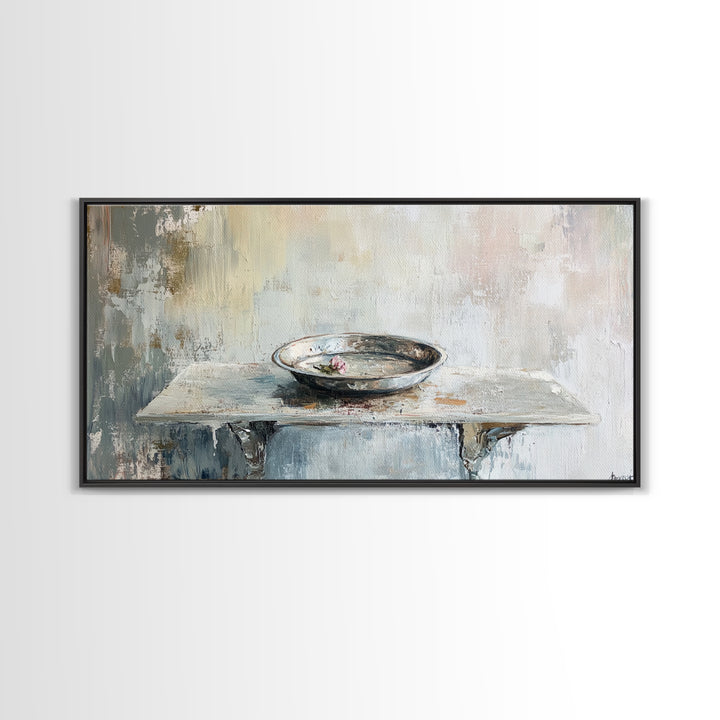 Wabi Sabi Ceramic Bowl Still Life Canvas Print, Neutral Wall Art, Minimalist Decor, Japandi Kitchen Wall Decor Gift Idea