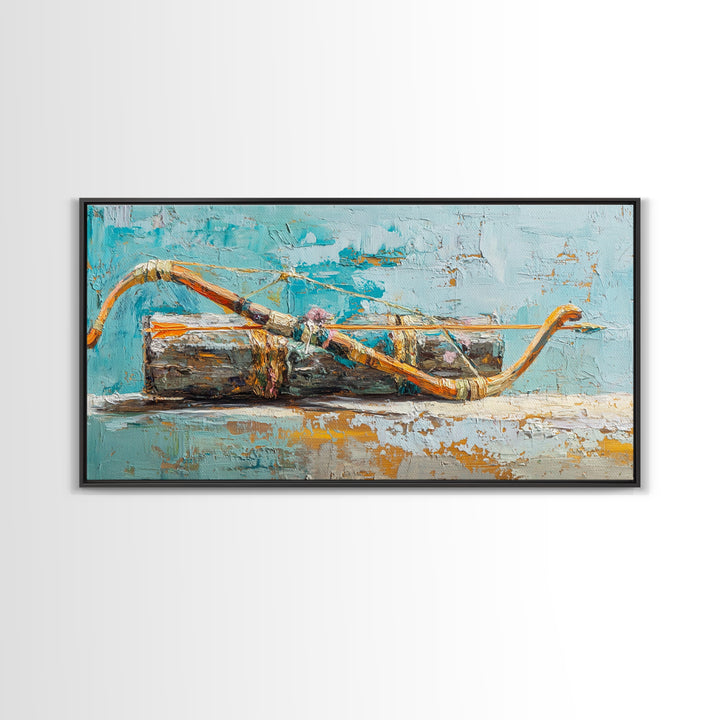 Rustic Bow And Arrow Still Life Wall Art, Western Decor Canvas Print, Cabin Wall Decor, Gift For Archery Lover, Man Cave Decor