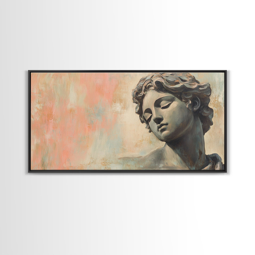 Classical Stone Bust Portrait Canvas Print, Renaissance Wall Art, Dark Academia Decor, Greek Statue Gift For Art Lover Classic Home Decor