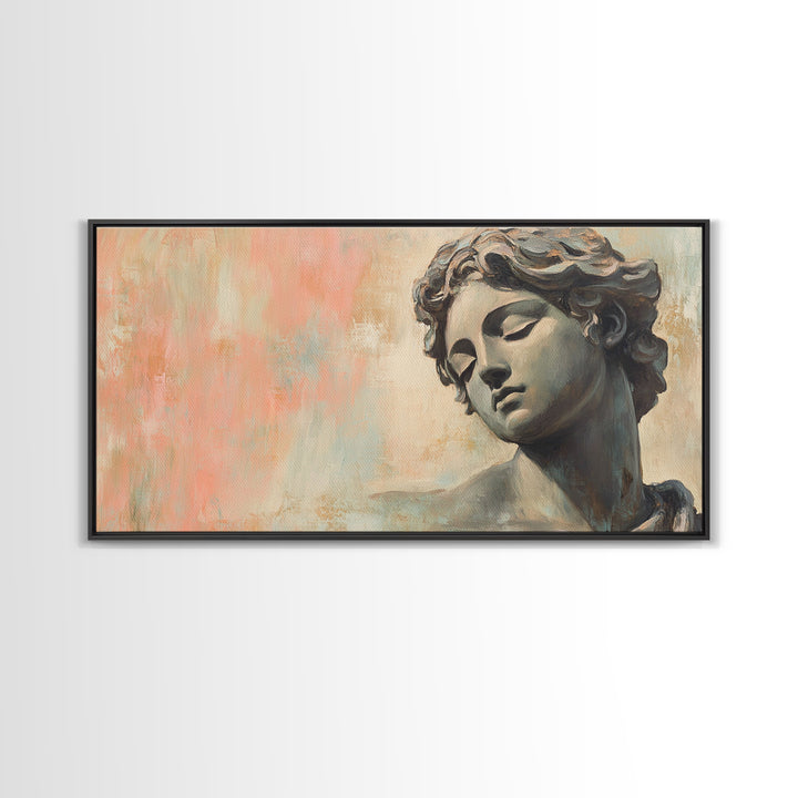 Classical Stone Bust Portrait Canvas Print, Renaissance Wall Art, Dark Academia Decor, Greek Statue Gift For Art Lover Classic Home Decor