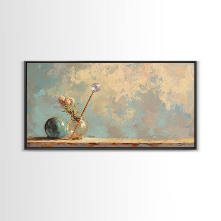 Glass Vases And Dried Flowers Wall Art, Neutral Still Life, Japandi Decor, Minimalist Wall Decor, Organic Modern Canvas Print