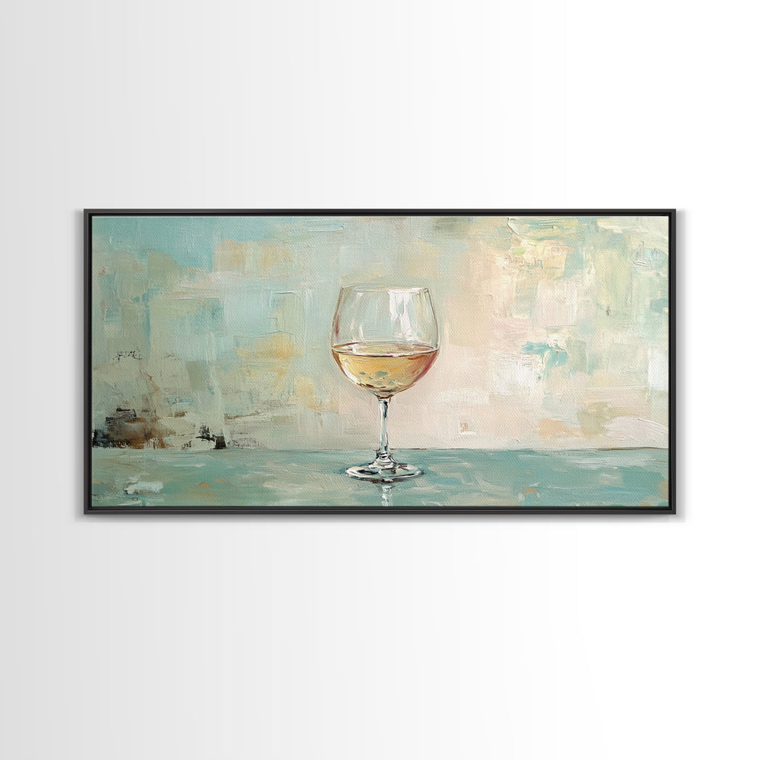 Single White Wine Glass Canvas Print, Minimalist Kitchen Wall Art, Bar Cart Decor, Neutral Dining Room Art, Gift For Her