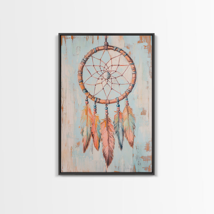 Boho Dreamcatcher Feathers Wall Art, Southwestern Canvas Print, Spiritual Home Decor, Nursery Wall Decor, Unique Gift Idea