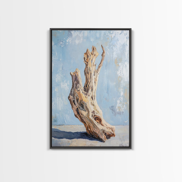 Sculptural Driftwood Still Life Canvas Print, Coastal Wall Art, Organic Modern Decor, Rustic Nature Art, Beach House Gift