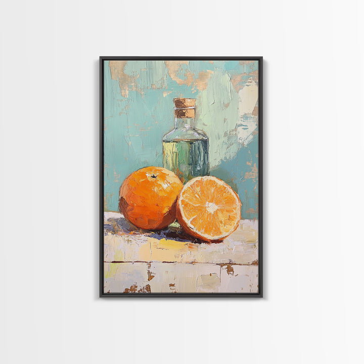 Orange Citrus Still Life Canvas Print, Kitchen Wall Art, Fruit Painting, Mediterranean Decor, Food Lover Gift, Home Decor