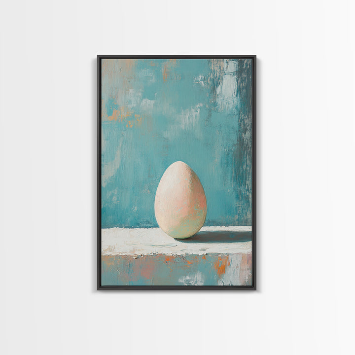 Minimal Egg Still Life Canvas Print, Neutral Kitchen Wall Art, Minimalist Wall Art For Modern Home Decor And Housewarming Gift