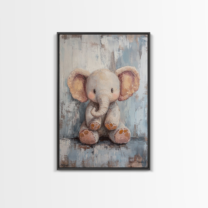 Sweet Baby Elephant Nursery Wall Art, Whimsical Animal Canvas Print, Kids Room Decor, Safari Nursery Gift For Baby Shower