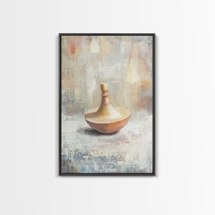 Minimal Spinning Top Still Life Canvas Print, Neutral Wall Art, Wabi Sabi Decor, Modern Minimalist Art Print For Office Decor