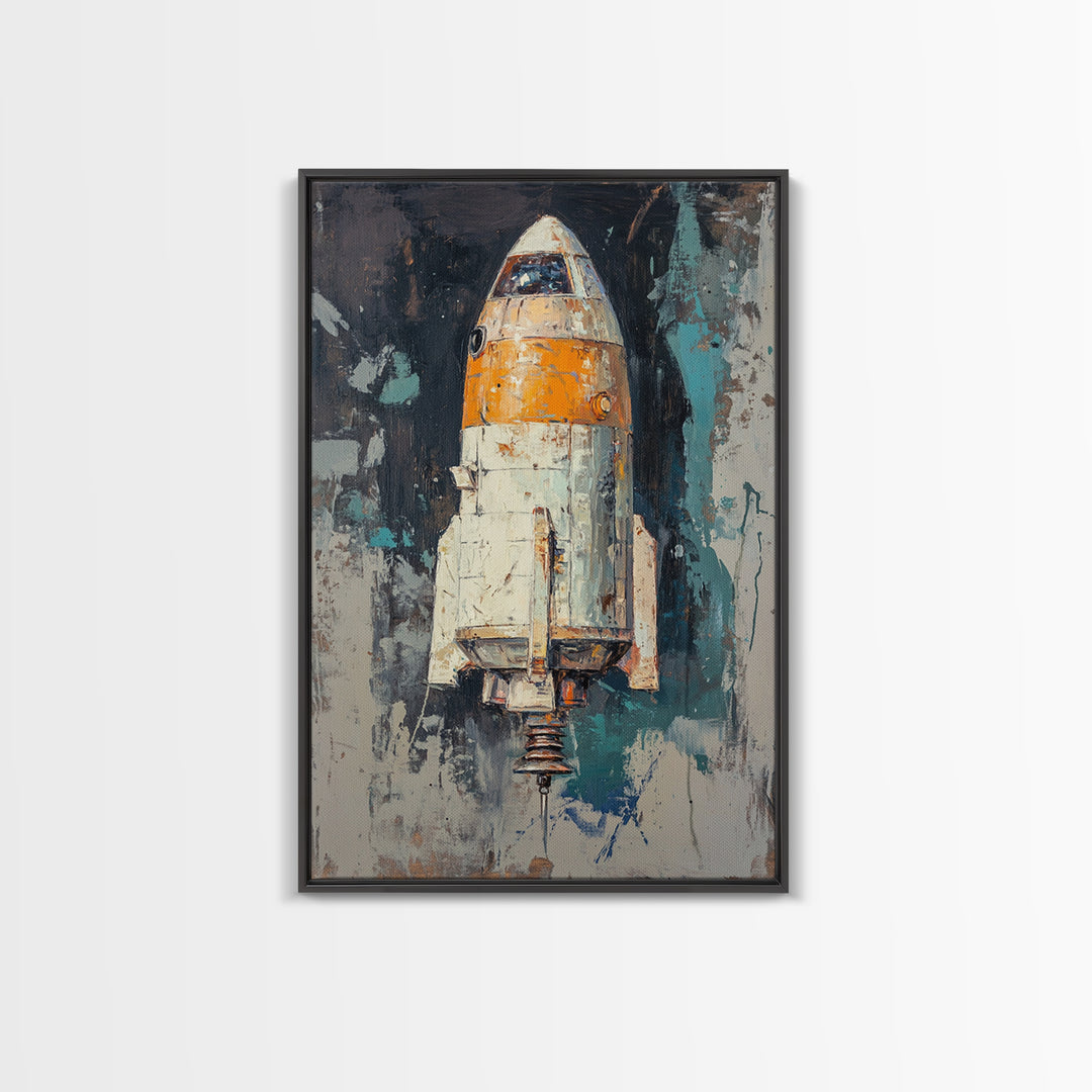 Retro Rocket Ship Spacecraft Wall Art, Sci Fi Wall Art, Futuristic Decor, Space Wall Decor, Gaming Room Art, Large Canvas Art