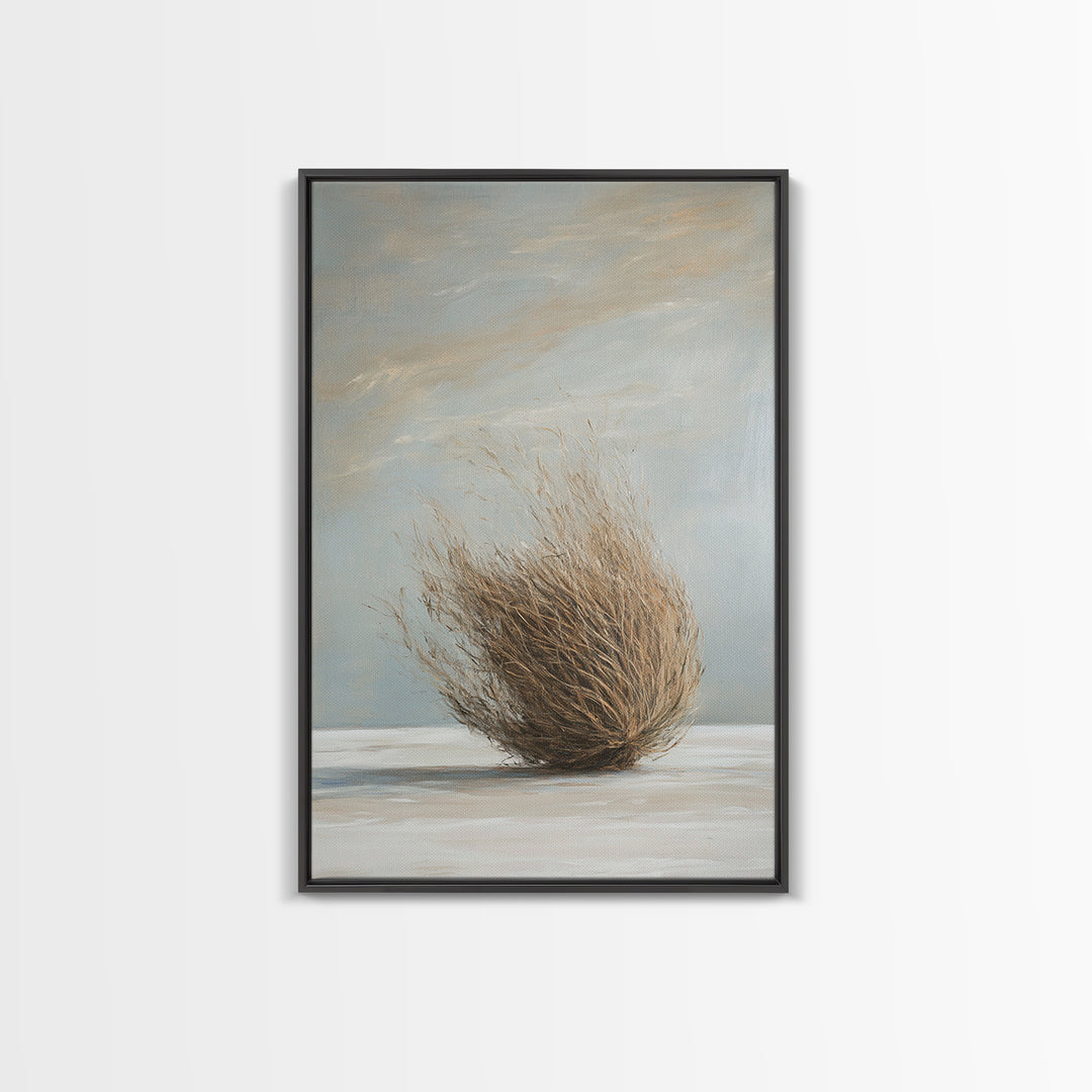 Minimalist Tumbleweed Wall Art, Neutral Desert Botanical Painting, Wabi Sabi Decor, Rustic Home Decor, Calming Wall Art Print