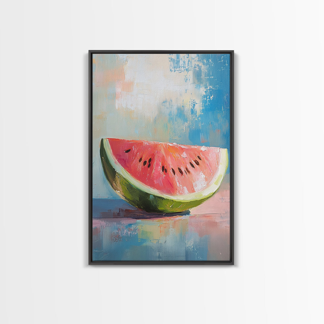 Bright Watermelon Slice Still Life Wall Art, Colorful Kitchen Decor, Summer Fruit Painting, Modern Farmhouse Art Print, Housewarming Gift
