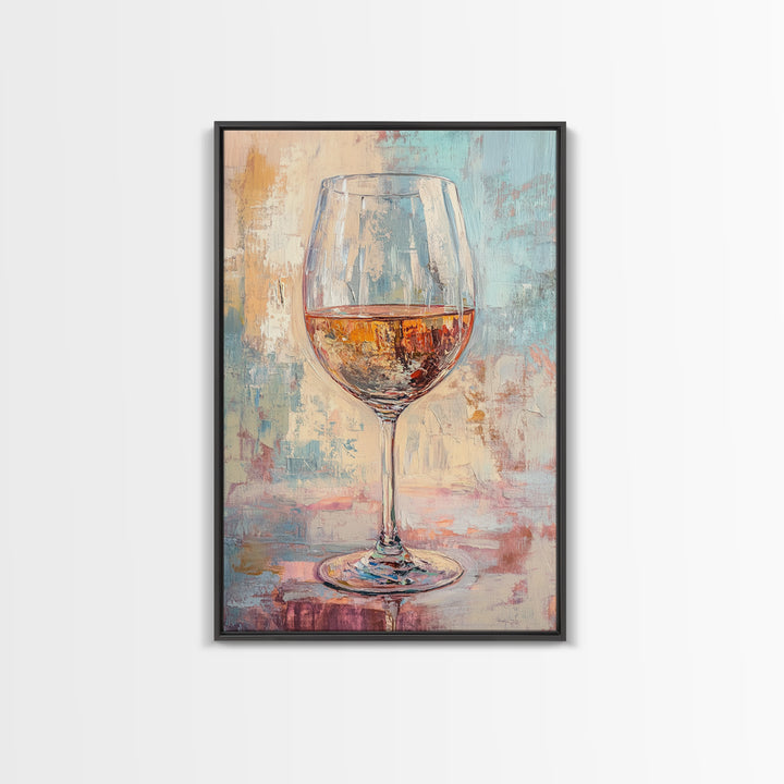 Sparkling Rosé Wine Glass Wall Art, Modern Kitchen Decor, Bar Cart Print, Dining Room Poster, Gift For Wine Lover, Home Decor