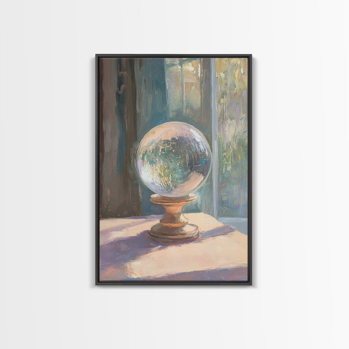 Crystal Ball In Sunlit Window Canvas Print, Mystical Wall Art, Celestial Decor, Spiritual Home Decor, Unique Gift For Her