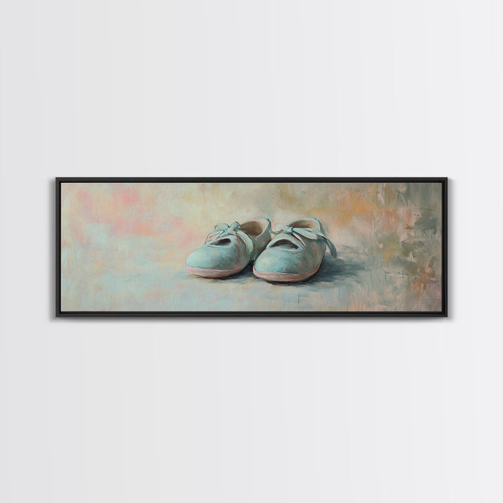 Soft Blue Baby Shoes Wall Art, Pastel Nursery Decor, Baby Room Wall Decor, New Mom Gift, Dreamy Neutral Bedroom Art Print
