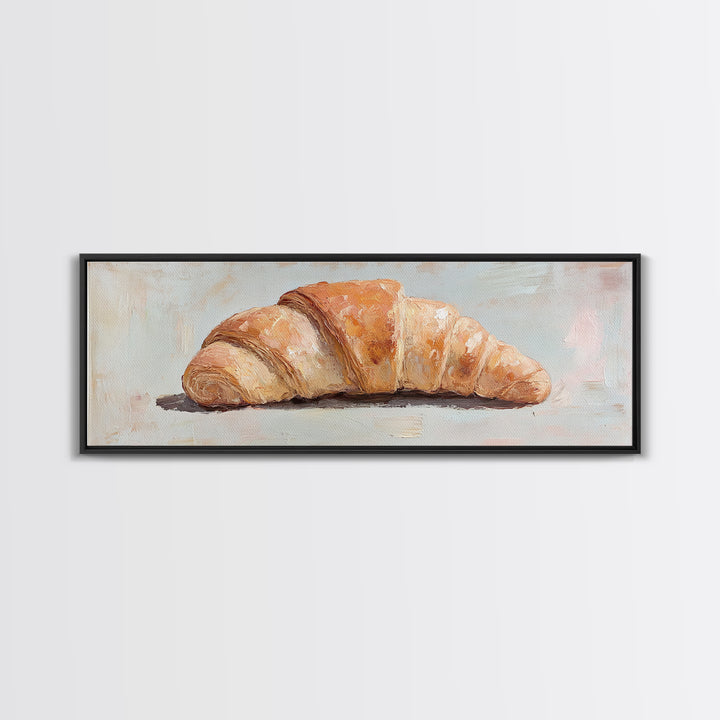 Golden Croissant Canvas Print, French Bakery Art, Kitchen Wall Decor, Cafe Poster, Food Lover Gift, Parisian Home Decor Print