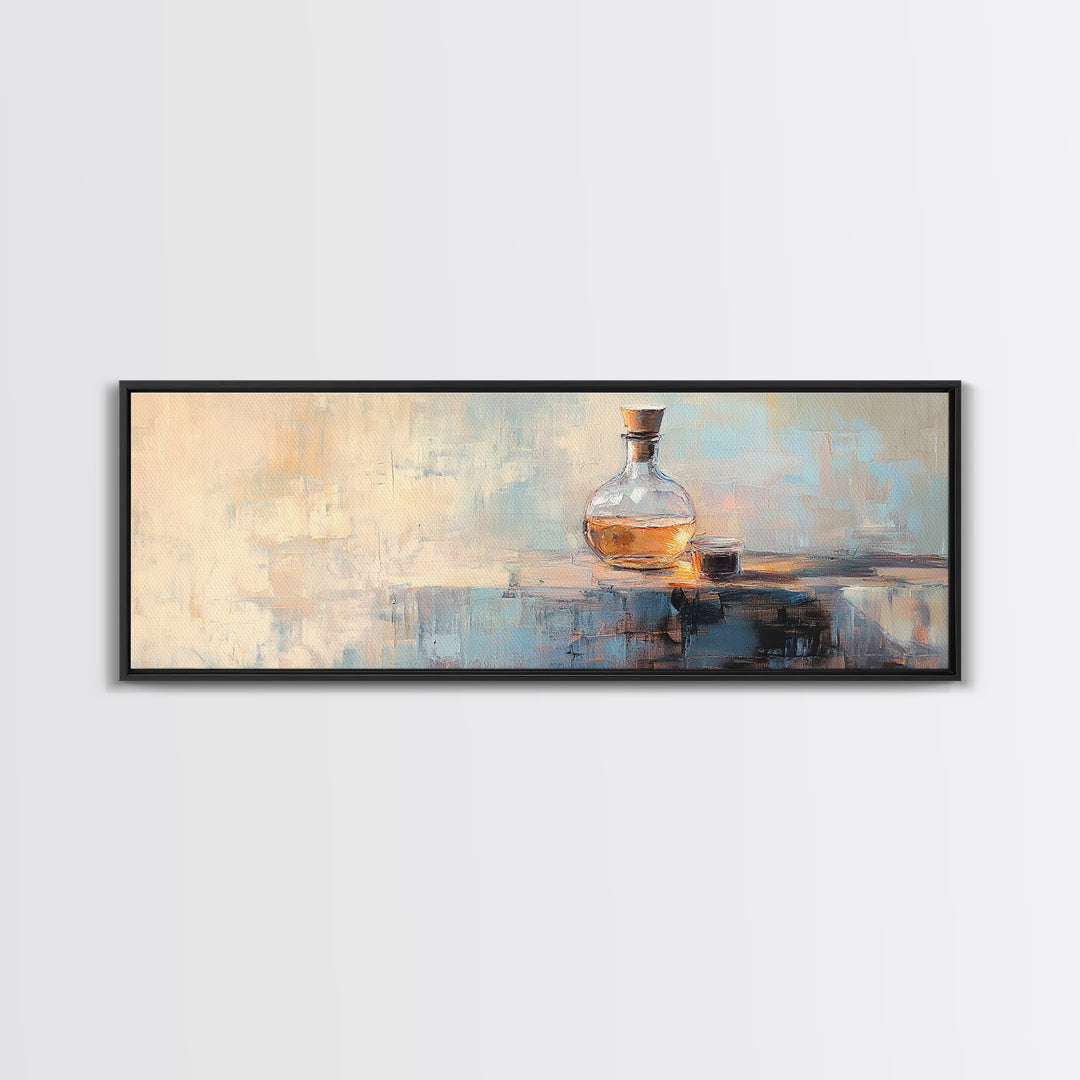 Whiskey Decanter And Glass Canvas Print, Moody Bar Art, Home Bar Decor, Masculine Office Wall Art, Man Cave Decor, Gift For Him